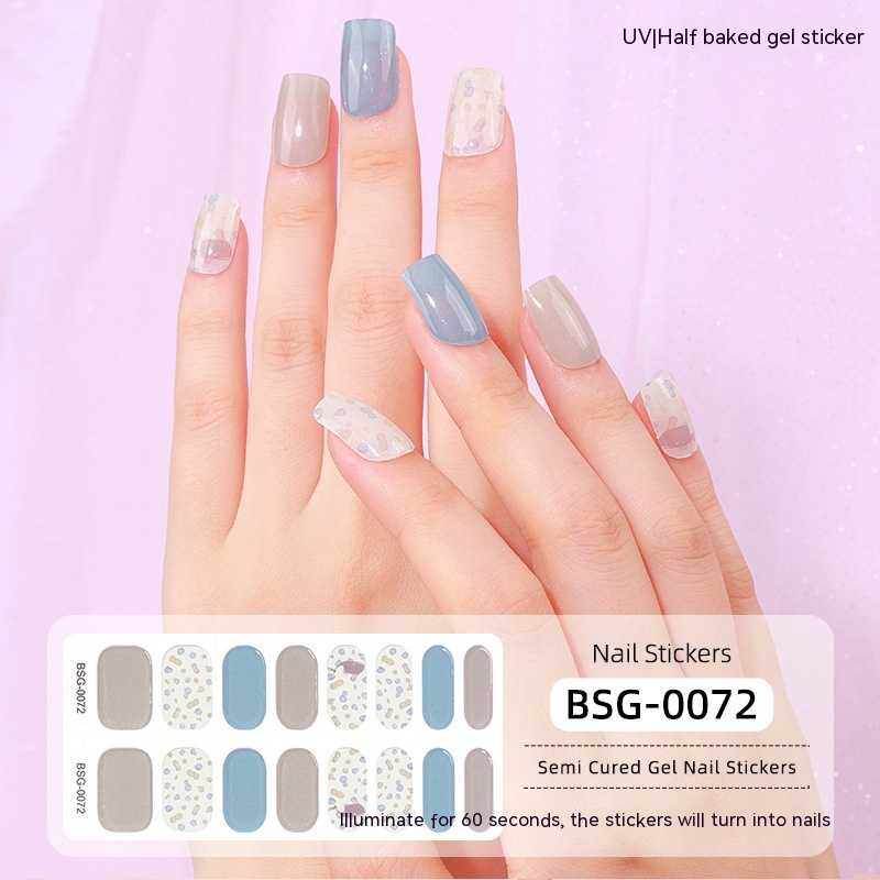 Blue Grey Glitter — Semi-Cured Gel Nail Strips