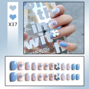 French Tip Press-On Nails with Rhinestones - Image 16