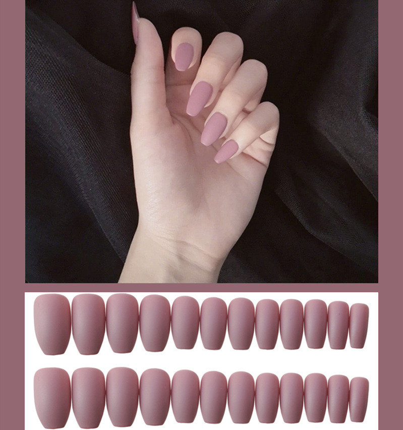 Matte Dusty Rose Coffin — Long Press-On Nails