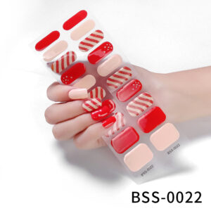 Semi-Cured Gel Nail Strips — Blue Snowflake design
