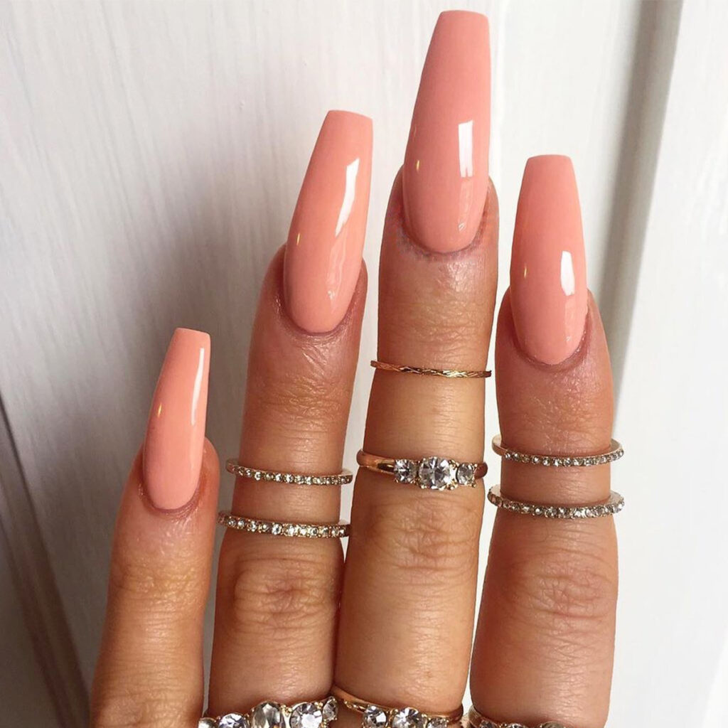 Peach Coffin — Long Press-On Nails