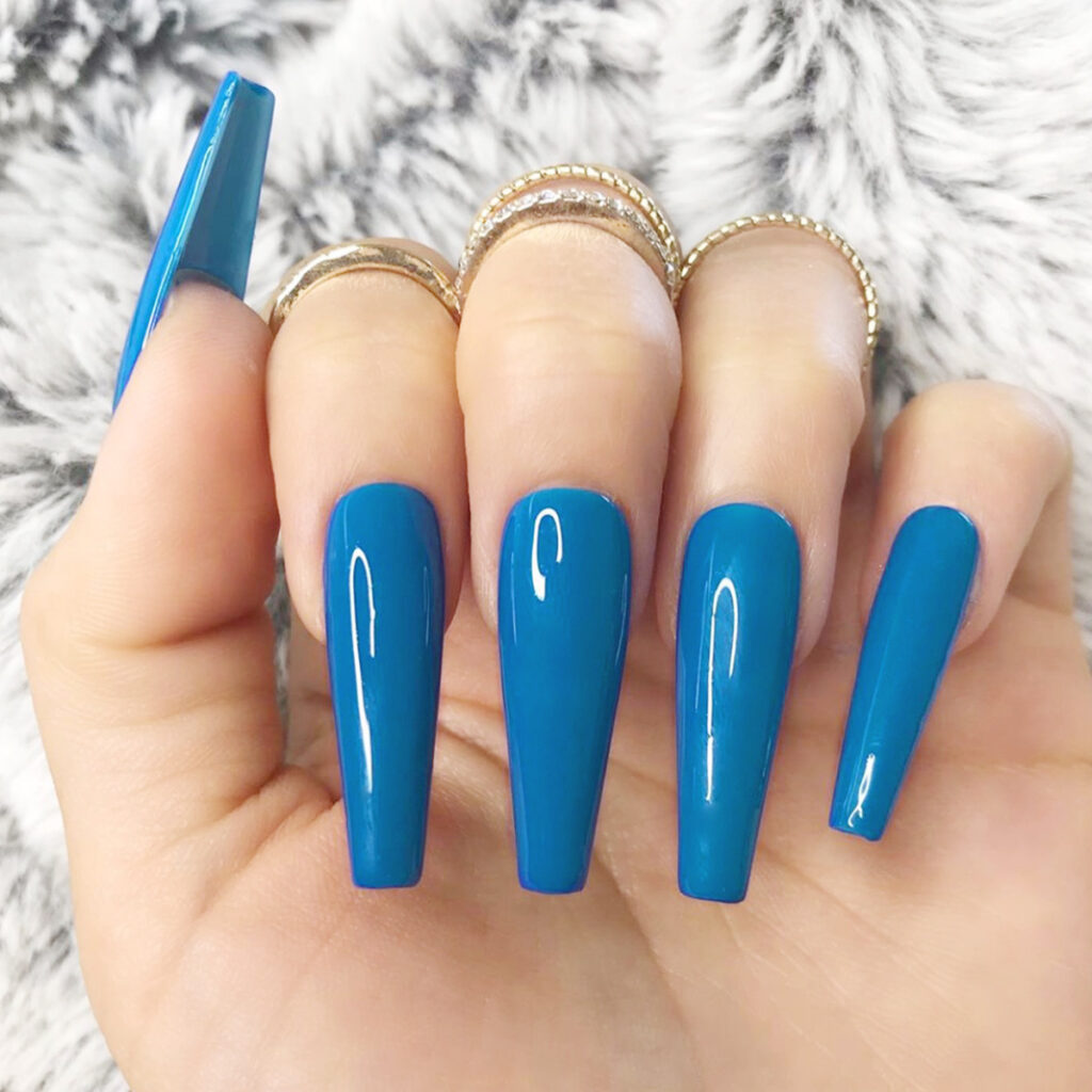 Blue Coffin — Long Press-On Nails
