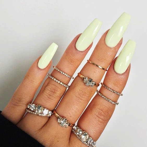 Mint Green Coffin — Long Press-On Nails