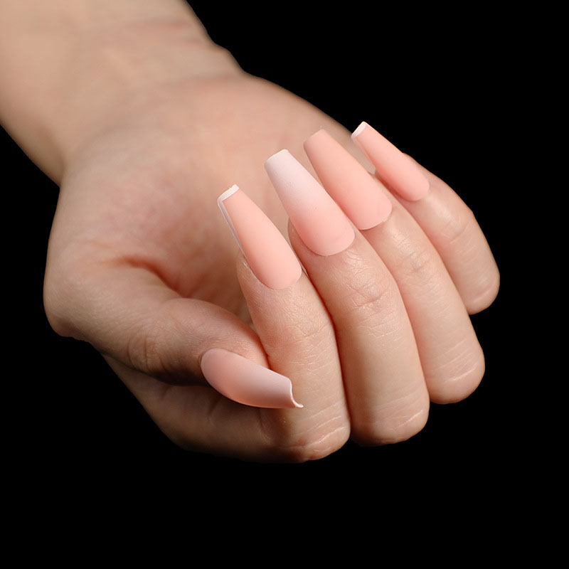 Solid Pink Coffin — Long Press-On Nails