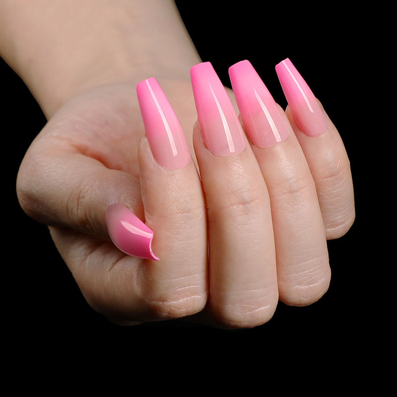 Pink Coffin — Long Press-On Nails