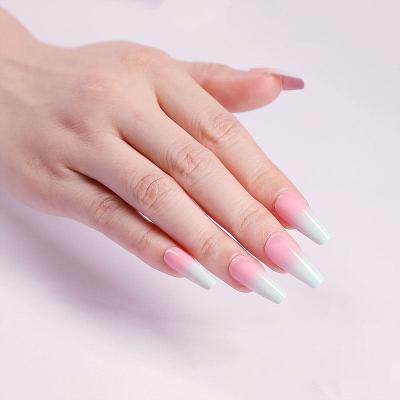 Pink Ombre Coffin — Long Press-On Nails