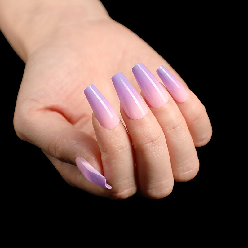 Lilac Ombre Coffin — Long Press-On Nails