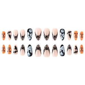 Spiderweb Nude Almond — Medium Almond Press-On Nails - Image 3