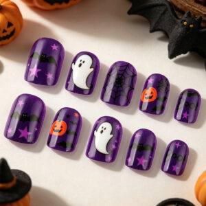 Boo Purple Square — Short Square Press-On Nails - Image 3