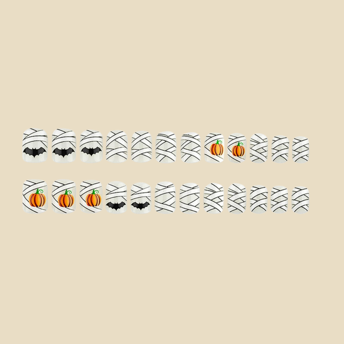 Mummy Bandage Bat — Short Square Press-On Nails - Image 1