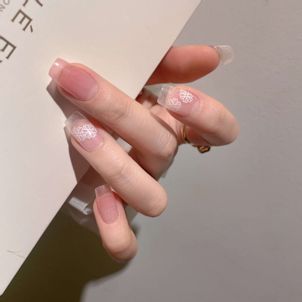 Pink Daisy — Semi-Cured Gel Nail Strips
