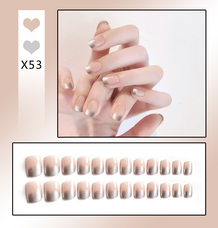 French Tip Press-On Nails with Rhinestones