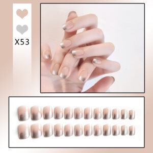 French Tip Press-On Nails with Rhinestones - Image 47