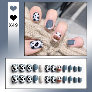 French Tip Press-On Nails with Rhinestones - Image 39