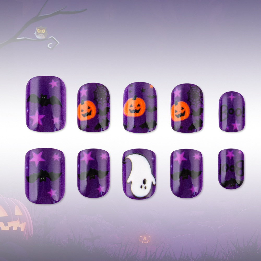 Boo Purple Square — Short Square Press-On Nails