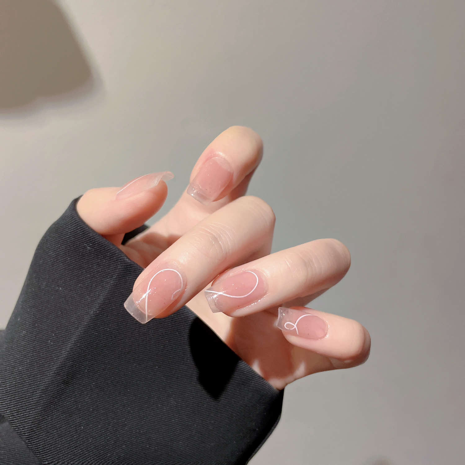Nude White Swirl — Semi-Cured Gel Nail Strips - Image 1