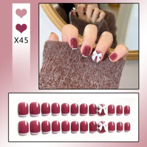 French Tip Press-On Nails with Rhinestones - Image 31