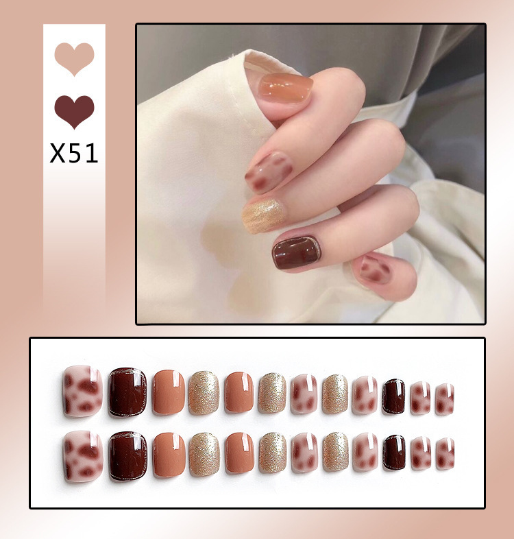 French Tip Press-On Nails with Rhinestones