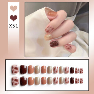French Tip Press-On Nails with Rhinestones - Image 43