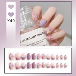French Tip Press-On Nails with Rhinestones - Image 22