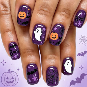 Boo Purple Square — Short Square Press-On Nails - Image 2