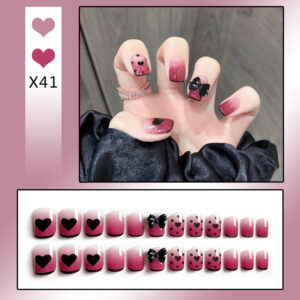 French Tip Press-On Nails with Rhinestones - Image 23