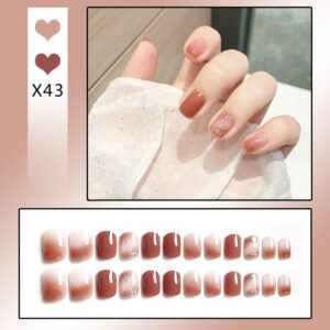 French Tip Press-On Nails with Rhinestones - Image 27