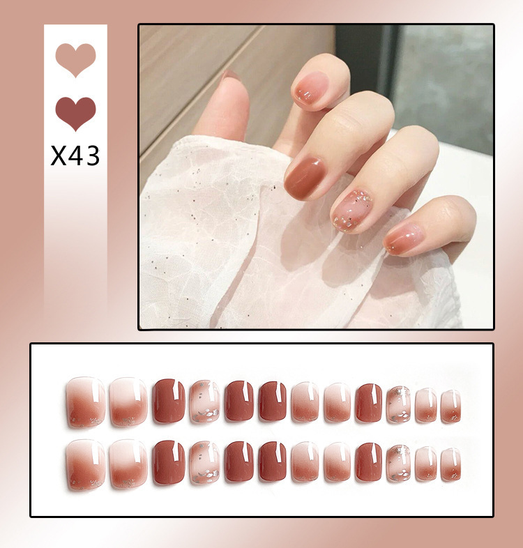 French Tip Press-On Nails with Rhinestones