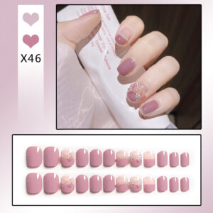 French Tip Press-On Nails with Rhinestones - Image 33