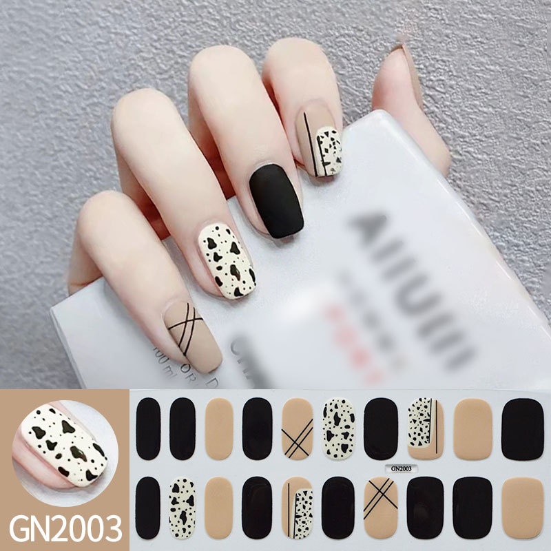 Nude Black Leopard — Semi-Cured Gel Nail Strips