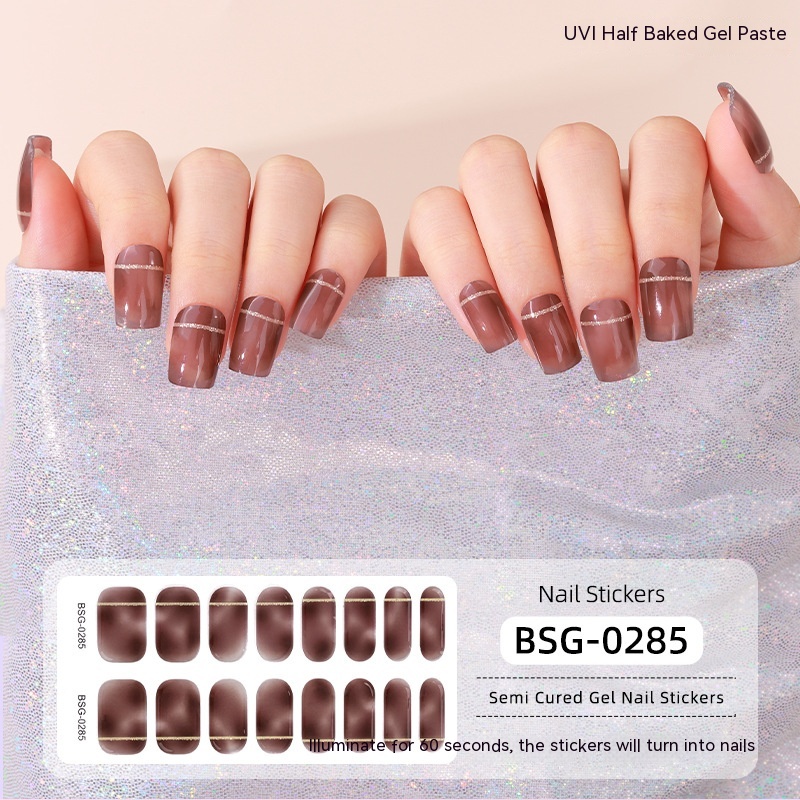 Brown Gold Stripe — Semi-Cured Gel Nail Strips
