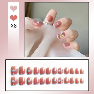 French Tip Press-On Nails with Rhinestones - Image 50