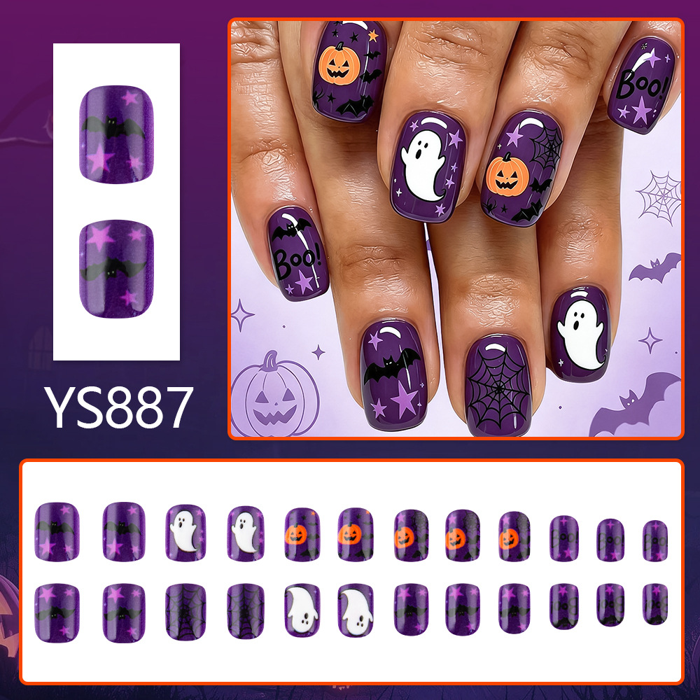 Boo Purple Square — Short Square Press-On Nails