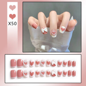 French Tip Press-On Nails with Rhinestones - Image 41