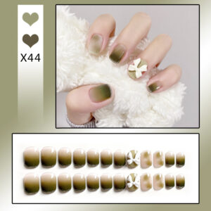 French Tip Press-On Nails with Rhinestones - Image 30