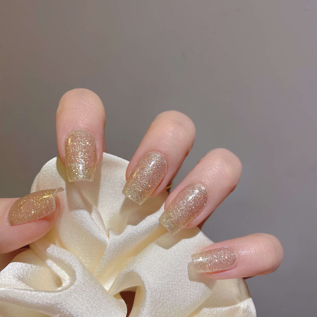 Champagne Glitter — Semi-Cured Gel Nail Strips