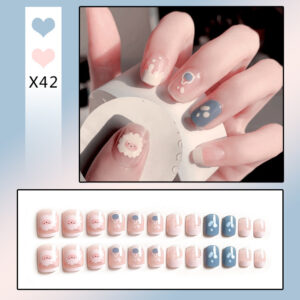 French Tip Press-On Nails with Rhinestones - Image 9