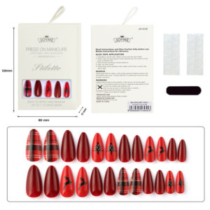 Christmas Press-On Nails — Long Almond 24-Piece Set design 3
