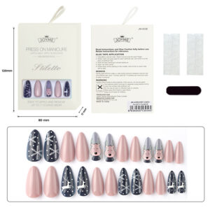 Christmas Press-On Nails — Long Almond 24-Piece Set design 4