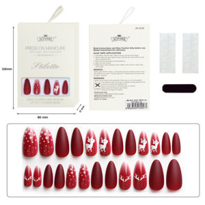 Christmas Press-On Nails — Long Almond 24-Piece Set design 5