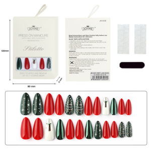 Christmas Press-On Nails — Long Almond 24-Piece Set design 7