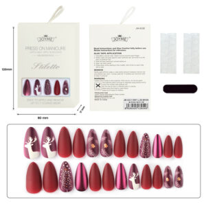 Christmas Press-On Nails — Long Almond 24-Piece Set design 8