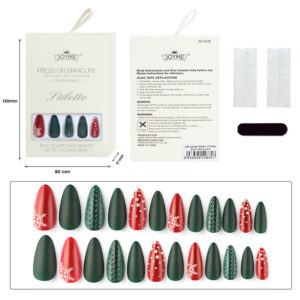Christmas Press-On Nails — Long Almond 24-Piece Set design 9